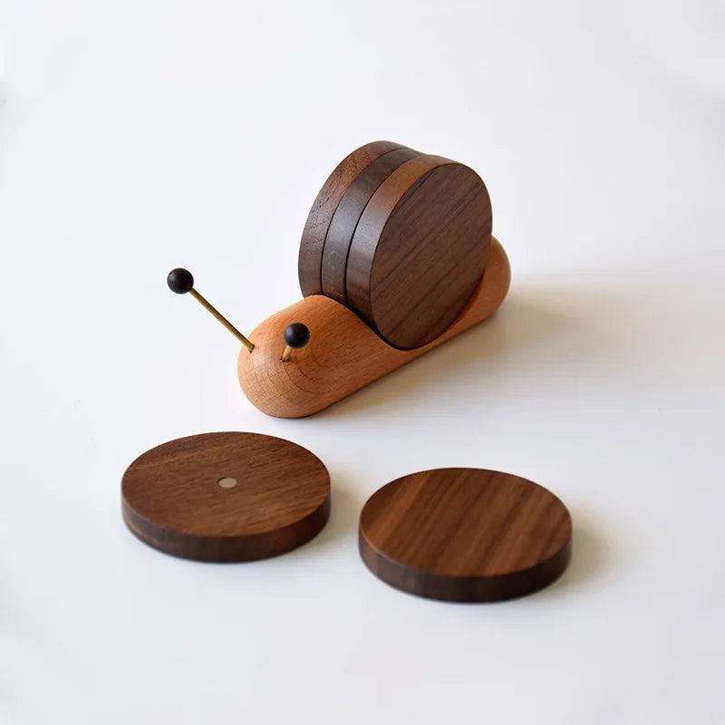 Creative Snail Shaped Heat Insulation Pad Wood Cup Mat