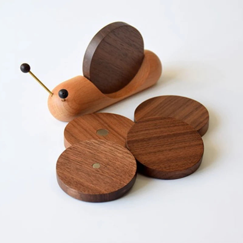 Creative Snail Shaped Heat Insulation Pad Wood Cup Mat