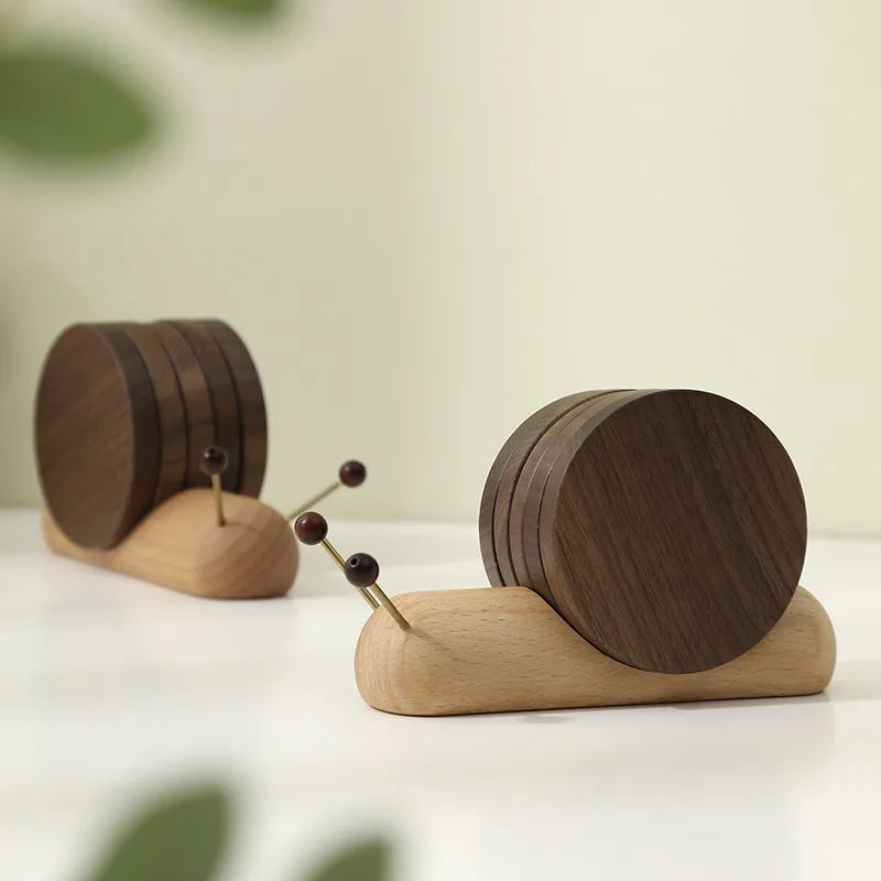 Creative Snail Shaped Heat Insulation Pad Wood Cup Mat