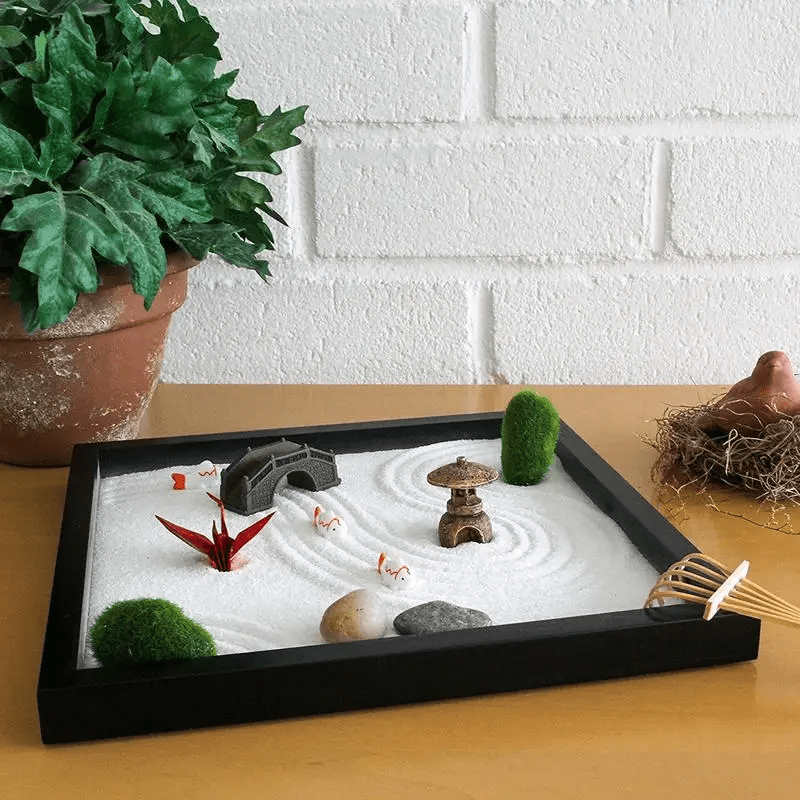 Miniatur-Statue Crafts Zen-Garten-Sandtisch-Set