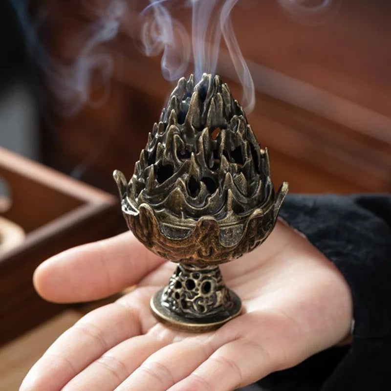 Vintage Alloy Mountain Cone Shape Incense Burner