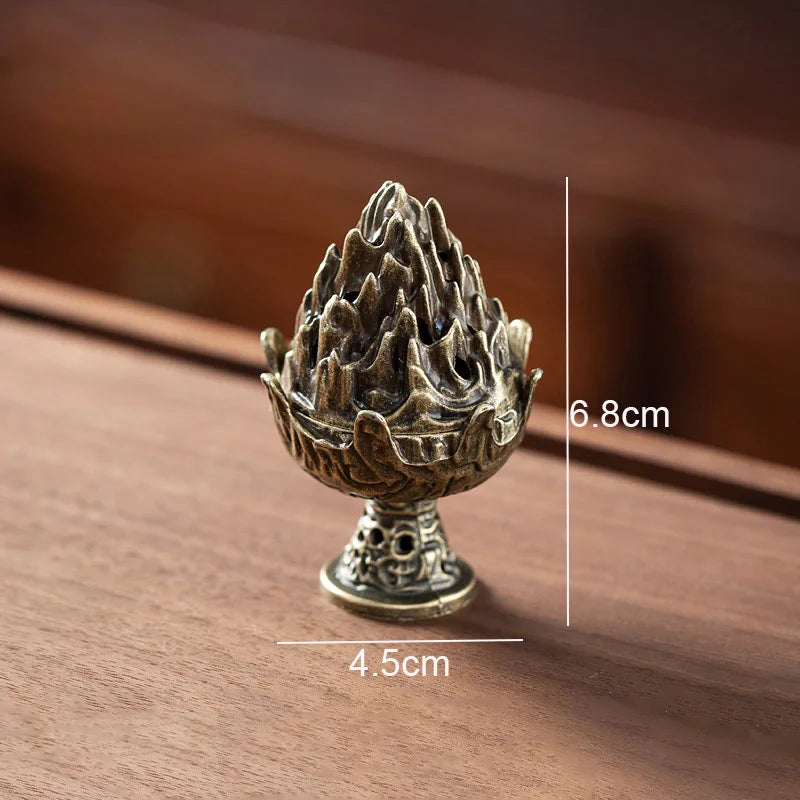 Vintage Alloy Mountain Cone Shape Incense Burner