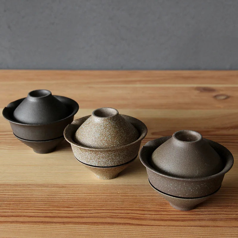 Japanese Orignal Rougn Portable Travel Teaware Ceramic Teapot Set