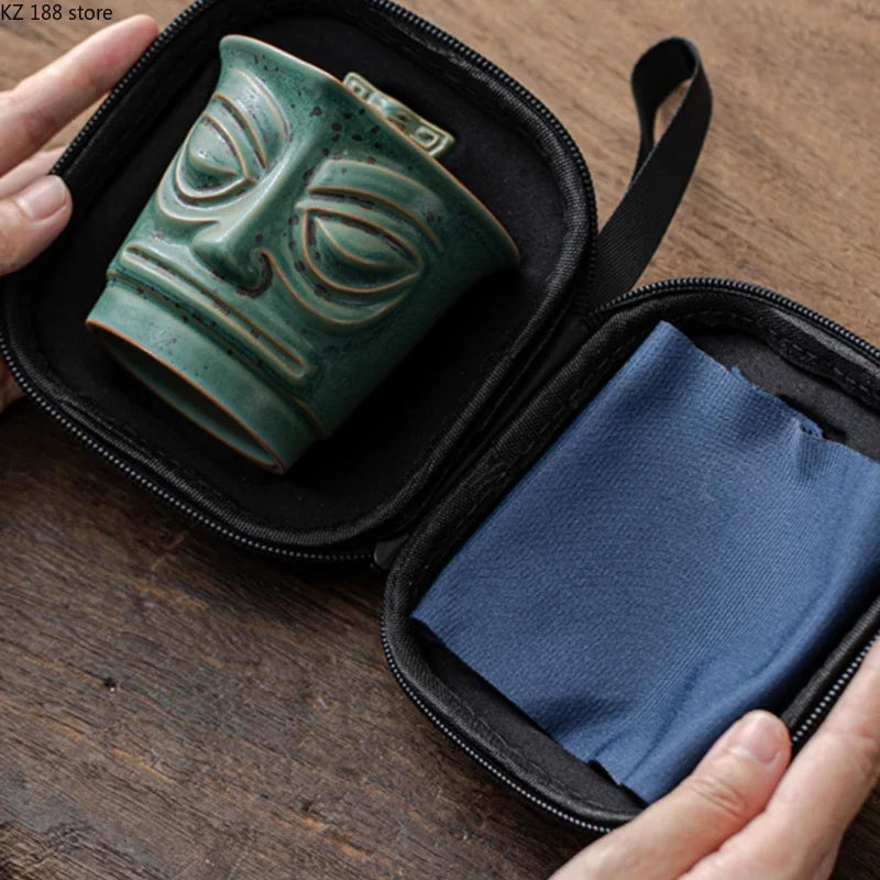 Sanxingdui One Pot Fills Three Cups Portable Teaware Set