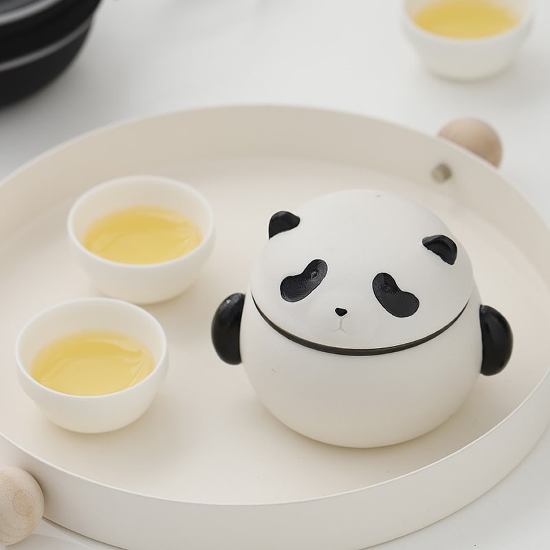 Ceramic Outdoor Portable Panda Travel Teapot Tea Set