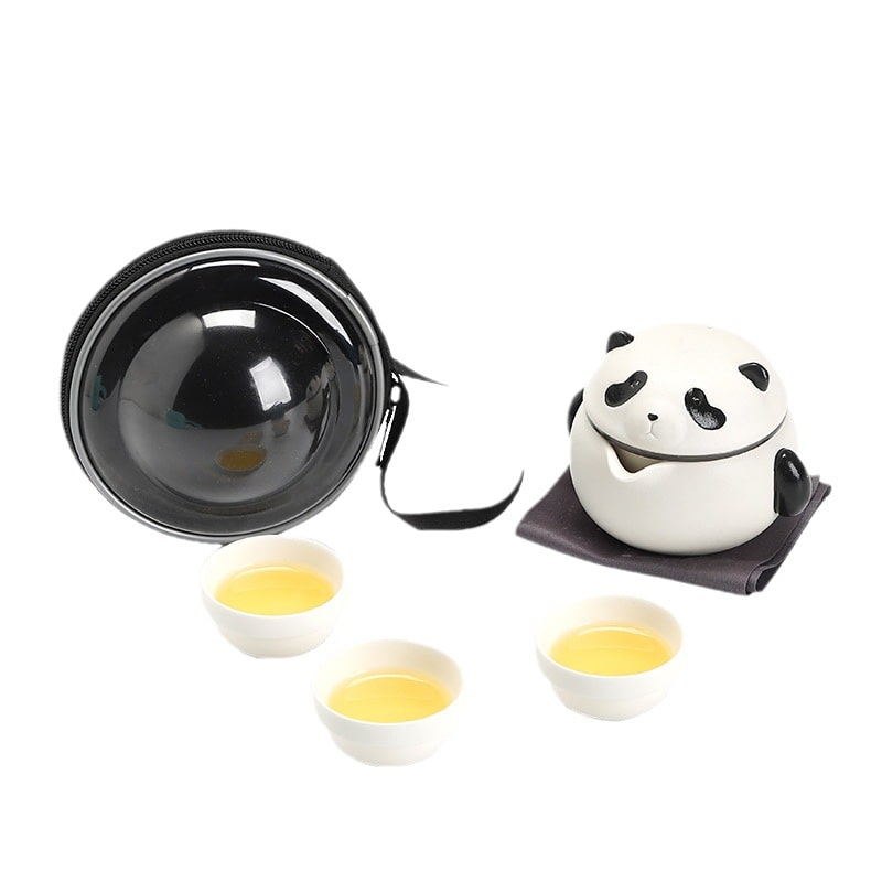 Ceramic Outdoor Portable Panda Travel Teapot Tea Set