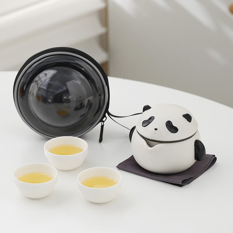 Ceramic Outdoor Portable Panda Travel Teapot Tea Set