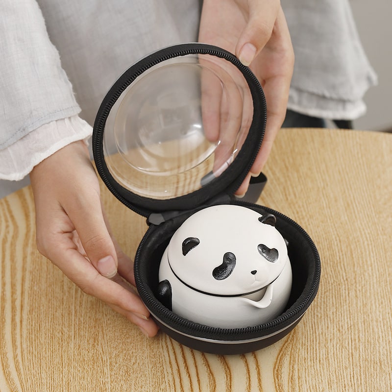 Ceramic Outdoor Portable Panda Travel Teapot Tea Set