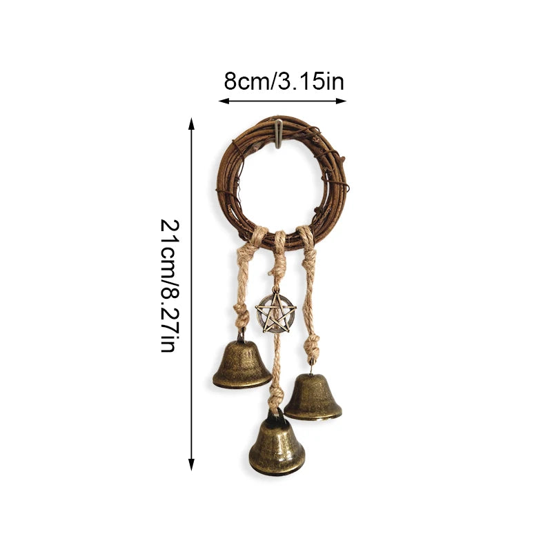 Bohemian Handmade Rattan Weaving Wreath Hemp Rope  Wind Chimes