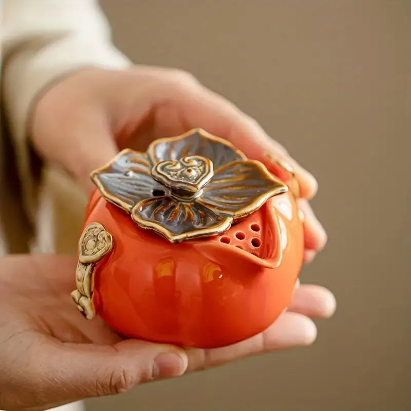 Handmade Ceramics Small And Cute Persimmon Teapot Set