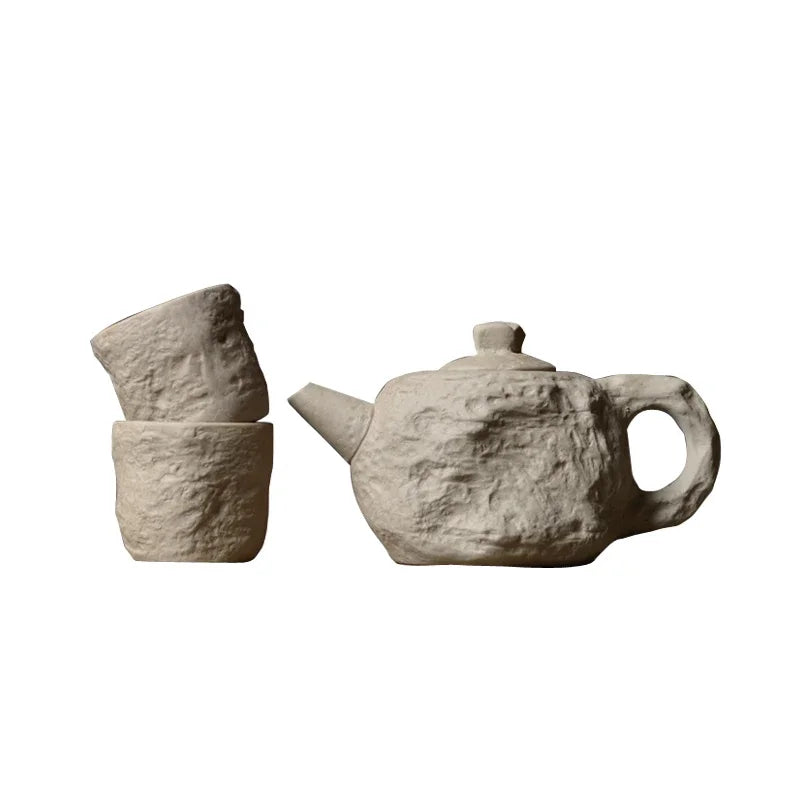 Rock Mud Rough Pottery Handmade Teapot Teacup Set