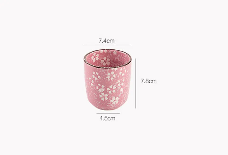 Japanese Style Pink Sakura Ceramic Underglaze Porcelain Tea Cup