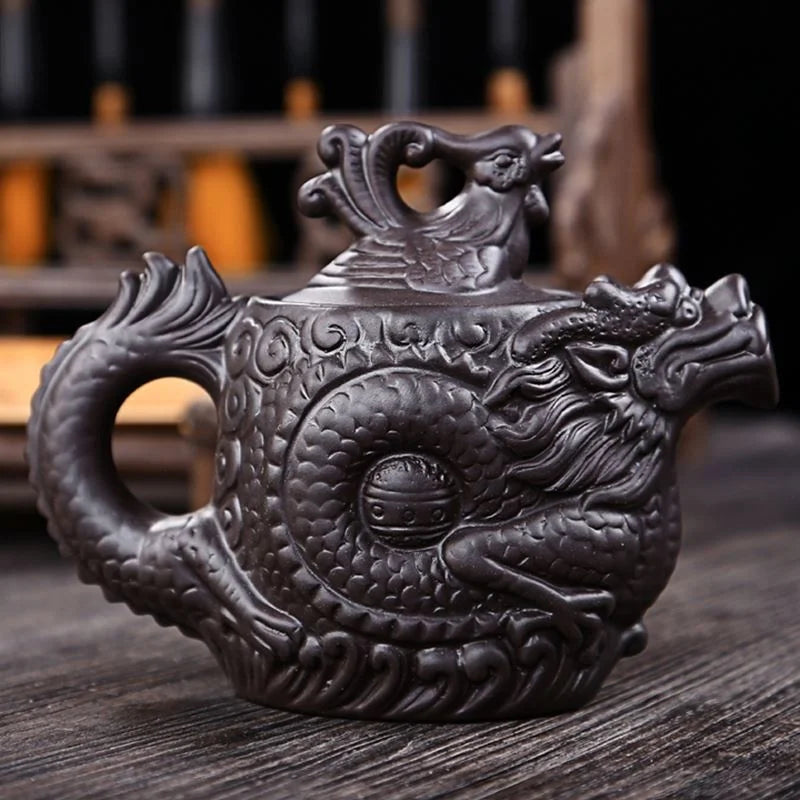 Chinese Style Traditional Dragon And Phoenix Handcrafted Tea Pot