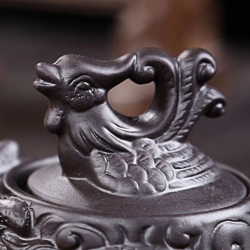 Chinese Style Traditional Dragon And Phoenix Handcrafted Tea Pot