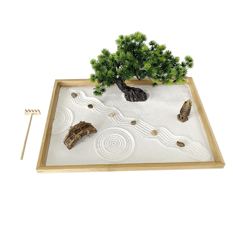 Japanese White Sand Artificial Bonsai Tree Zen Garden