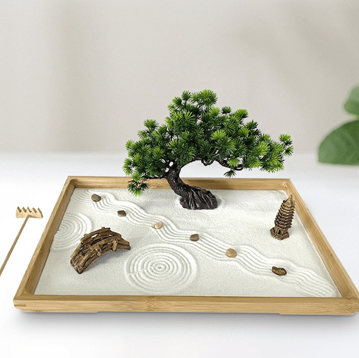 Japanese White Sand Artificial Bonsai Tree Zen Garden