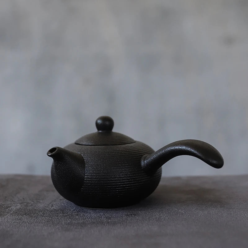 Japanese Style Black Handmade Crockery Ceramic Teapot