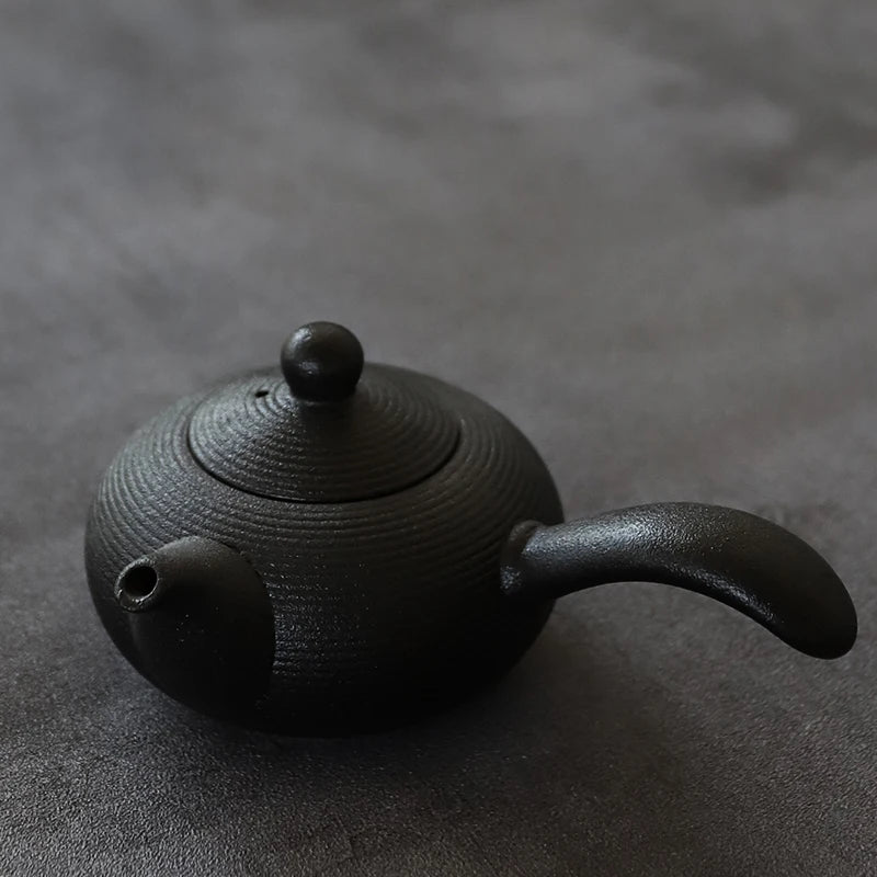 Japanese Style Black Handmade Crockery Ceramic Teapot