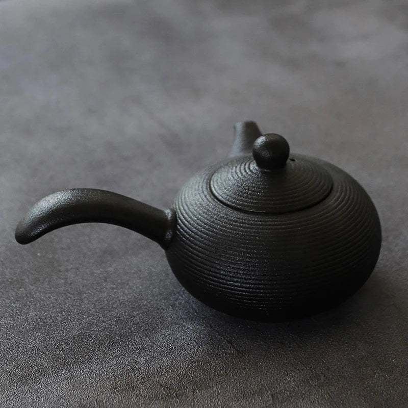 Japanese Style Black Handmade Crockery Ceramic Teapot