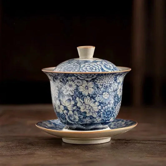 Bamboo Hat Tureen High-End Sancai Ceramic Household Teacup Teapot