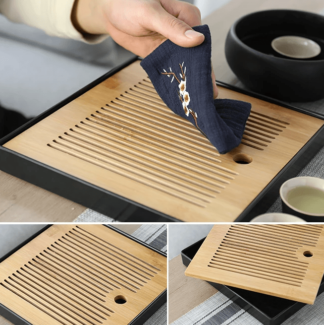 Minimalistisches chinesisches Gongfu-Teeset aus schwarzem Porzellan mit Tablett-Ei, All-in-One-Geschenk