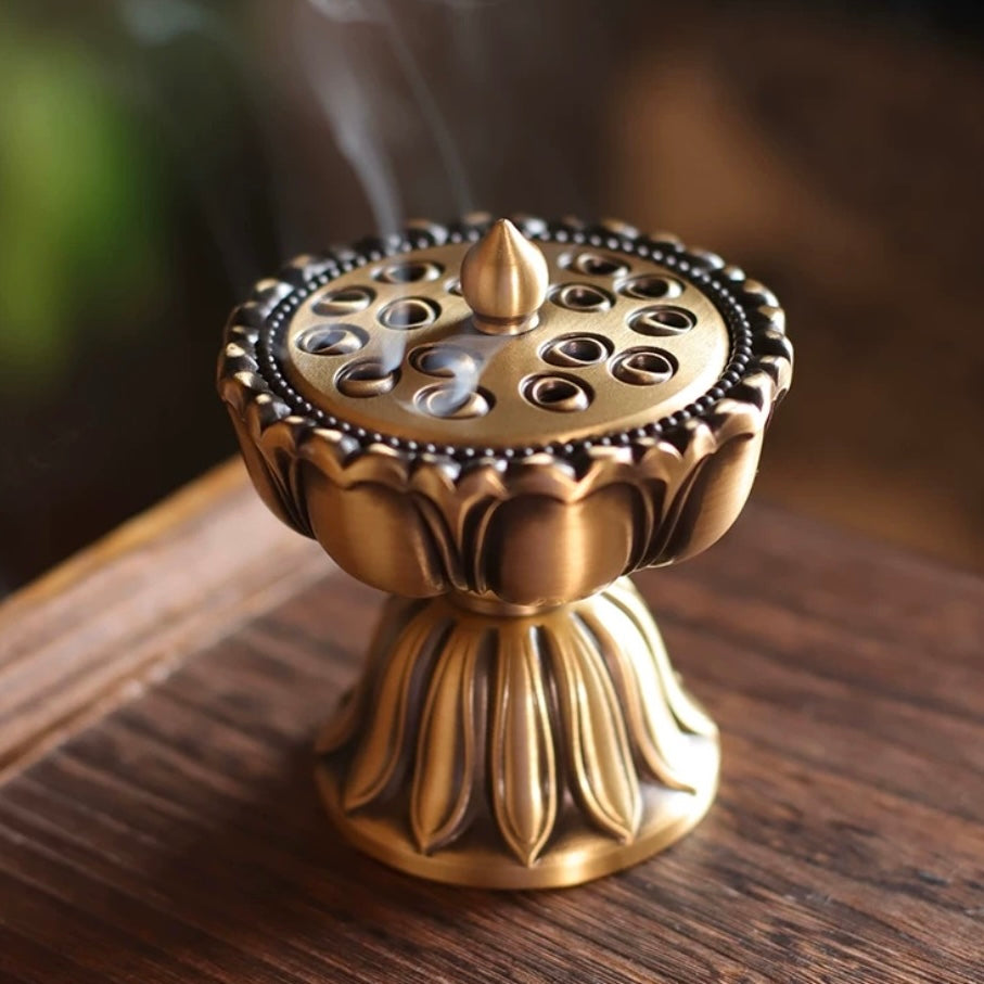 Pure Copper  Agarwood Lotus Incense Burner ｜Xiangzhuan