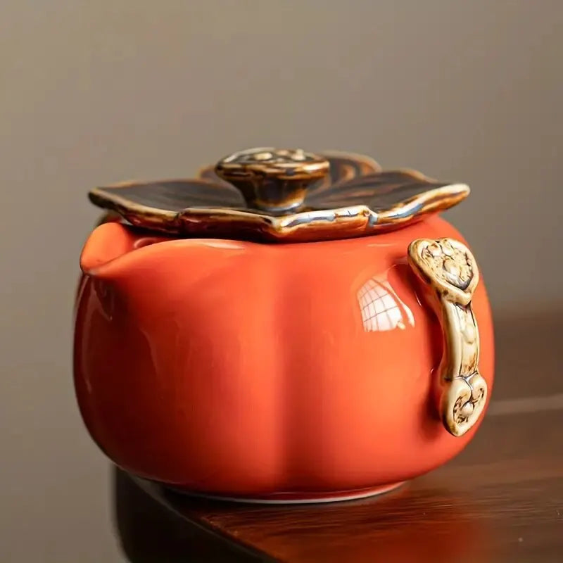 Handmade Ceramics Small And Cute Persimmon Teapot Set