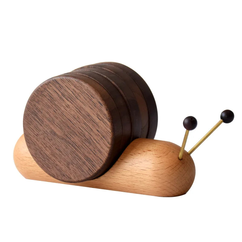 Creative Snail Shaped Heat Insulation Pad Wood Cup Mat