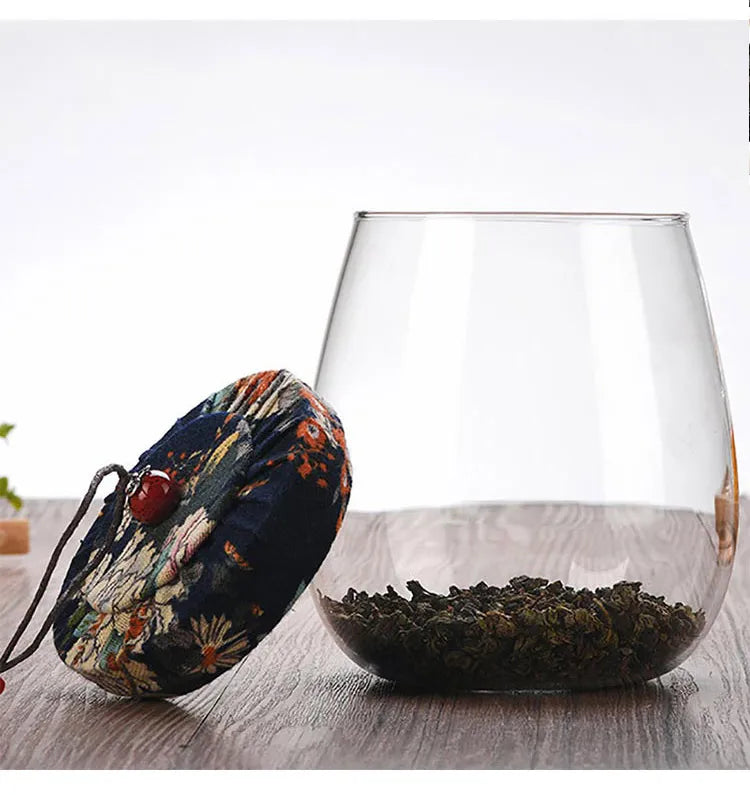 Cloth Cover High Temperature Sealed Glass Storage Bottle Tea Canister