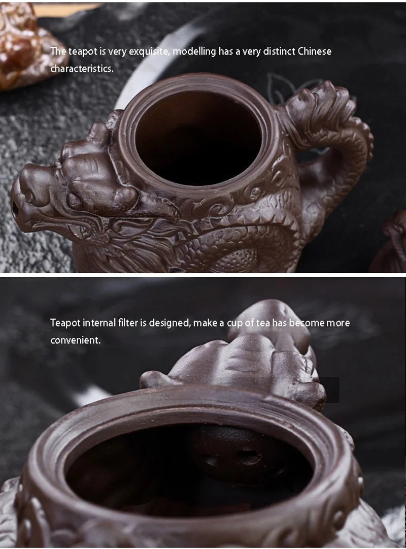 Chinese Style Traditional Dragon And Phoenix Handcrafted Tea Pot