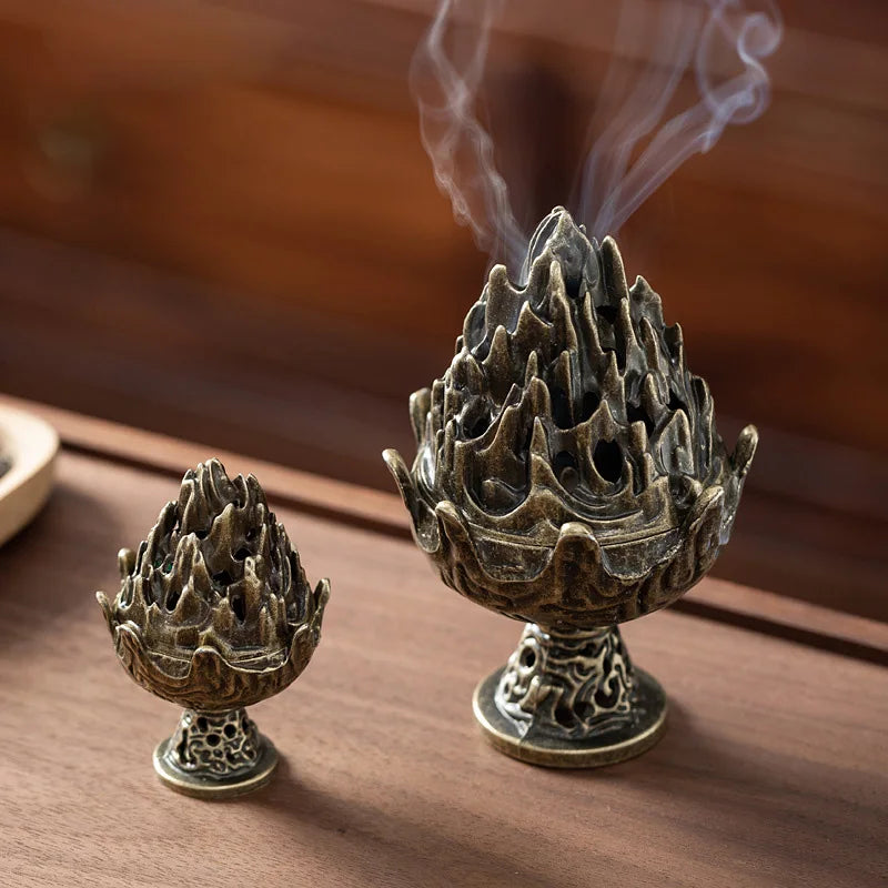 Vintage Alloy Mountain Cone Shape Incense Burner